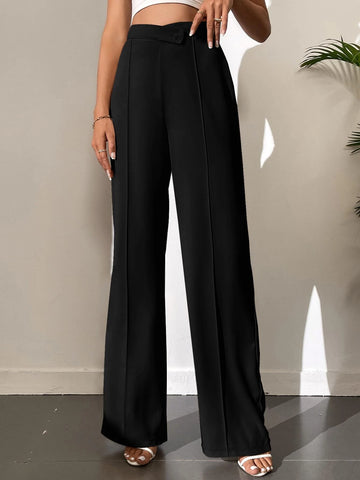 Tall Solid High Waist Straight Leg Pants