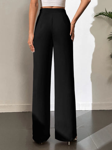 Tall Solid High Waist Straight Leg Pants