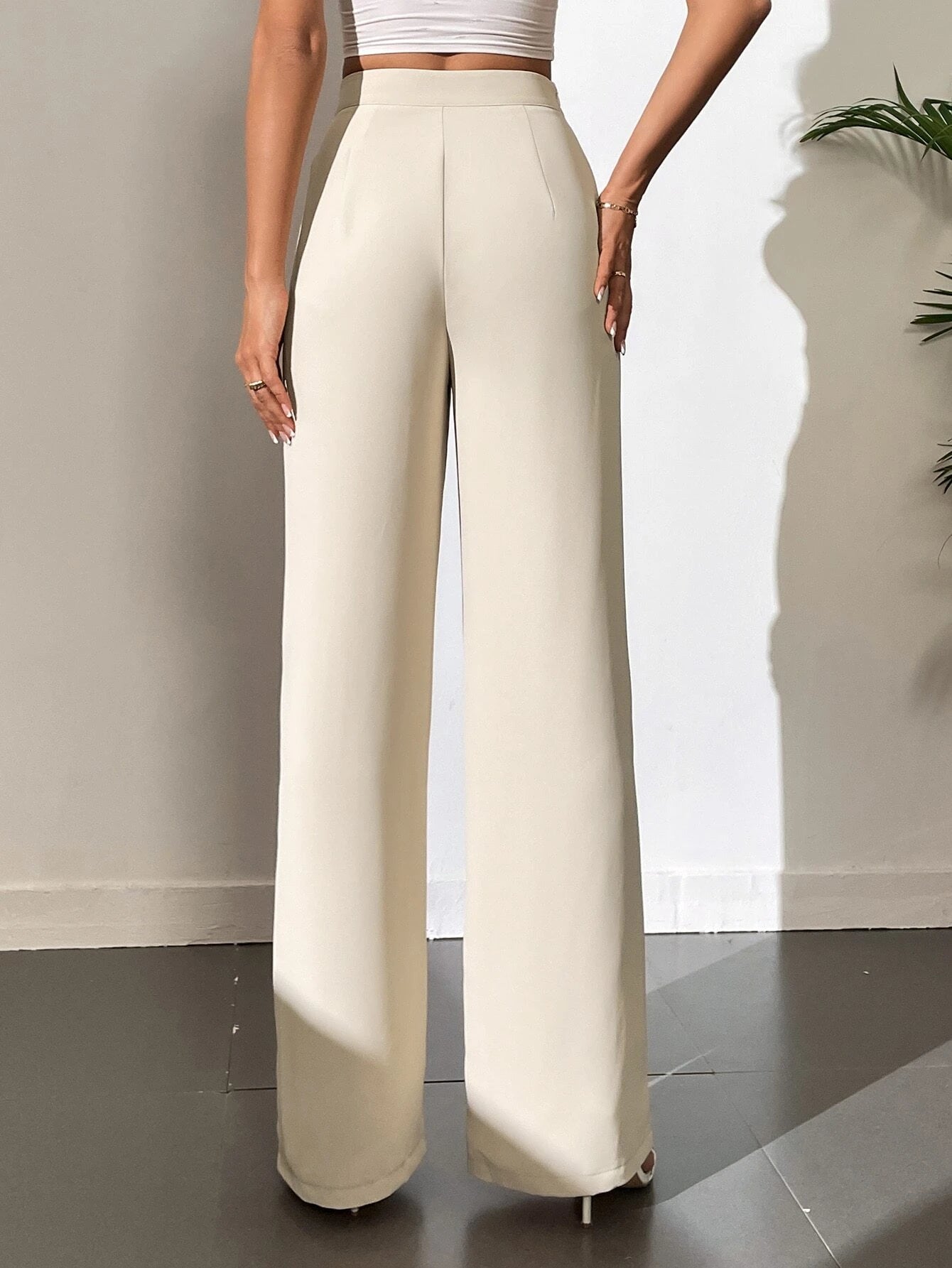 Tall Solid High Waist Straight Leg Pants