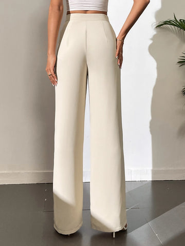 Tall Solid High Waist Straight Leg Pants