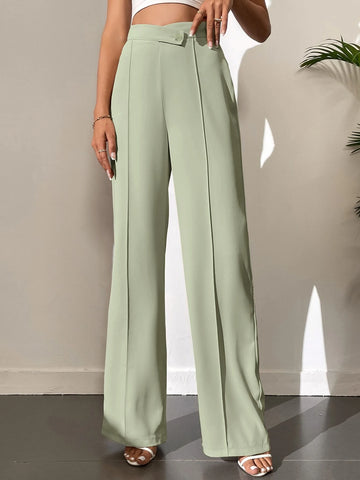 Tall Solid High Waist Straight Leg Pants