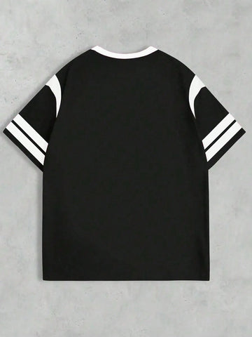 Vintage Letter & Number Badge Motif Mesh Knit Oversized T-Shirt