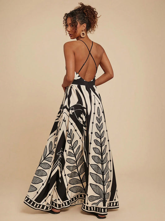 Travachic Tropical Print Beach Dress,Sun Dress