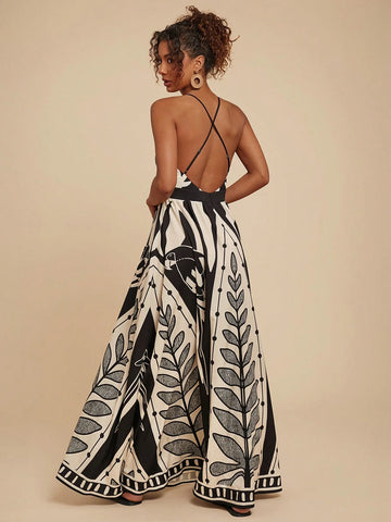 Travachic Tropical Print Beach Dress,Sun Dress