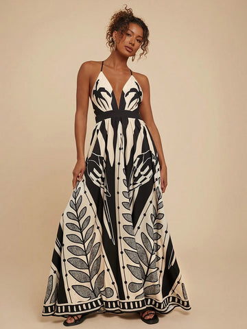 Travachic Tropical Print Beach Dress,Sun Dress