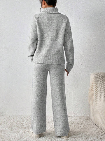 Turtleneck Drop Shoulder Sweater & Knit Pants