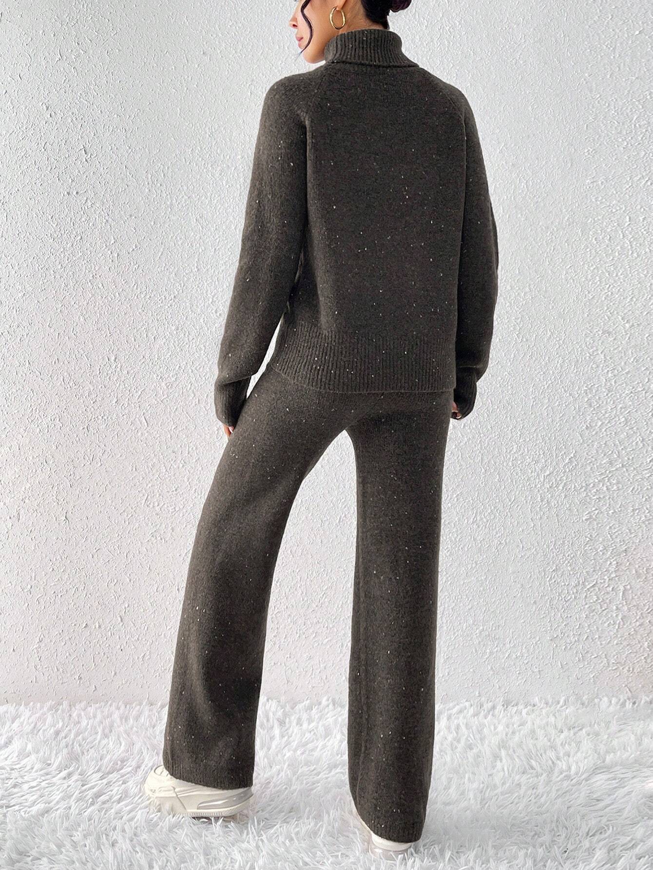 Turtleneck Drop Shoulder Sweater & Knit Pants