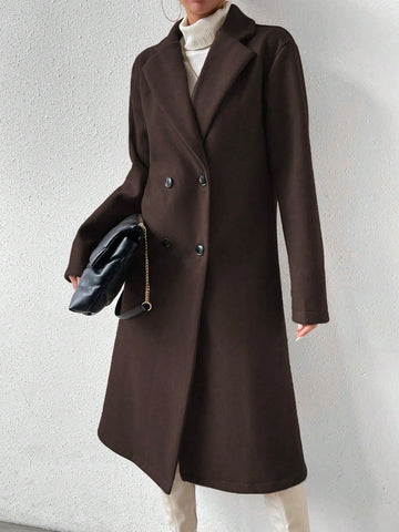 Uhlyne Lapel Neck Double Breasted Overcoat