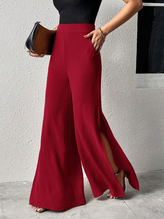 VCAY Split Thigh Wide Leg Pants