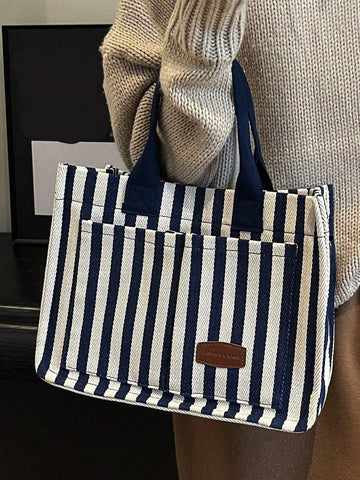 Versatile Vertical Stripes Hobo Shoulder Bag