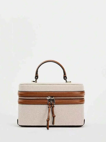 Fashionable Hard-Sided Blue Square Handbag, With Dual Shoulder Straps