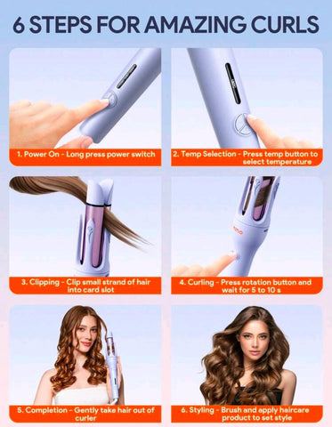 JMMO Rotating Curling Iron,2-IN-1 Automatic Hair Curler,Hair Curler Automatic Rotating With 360° Rotation Of Power Cord,One-Button Power On And Off