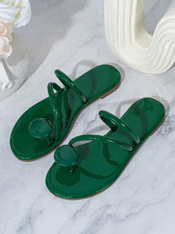 Women Toe Ring Design Slingback Thong Sandals