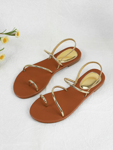 Women Toe Ring Design Slingback Thong Sandals