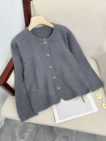 Women's Bow Decor Long Sleeve Loose Casual Top