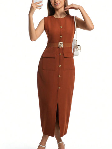 Women Spring Sleeveless Midi Dress