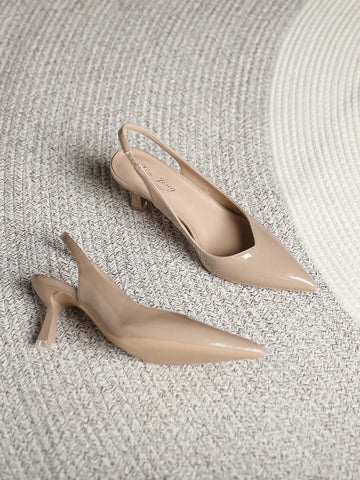 Women Point Toe Pyramid Heeled Pumps