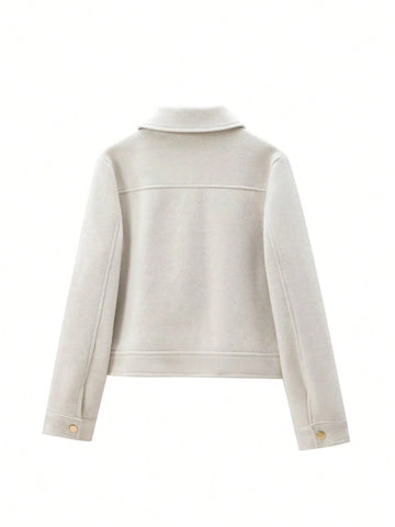 Women Zipper Cropped Coat