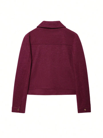 Women Zipper Cropped Coat