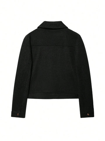 Women Zipper Cropped Coat