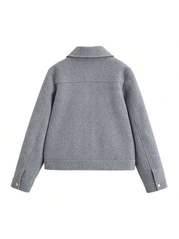 Women Zipper Cropped Coat