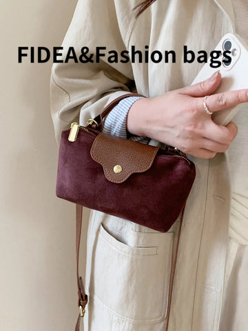 Fashionable Solid Color Minimalist PU Bucket Bag