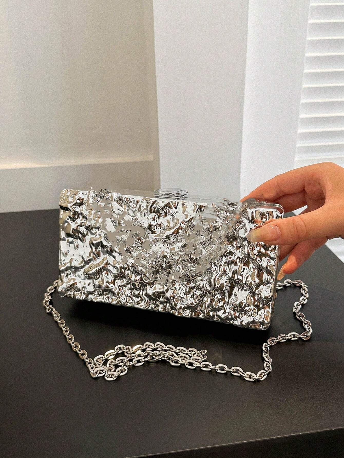 Women's Mini Acrylic Mirror Box-shaped Personality Clutch Bag