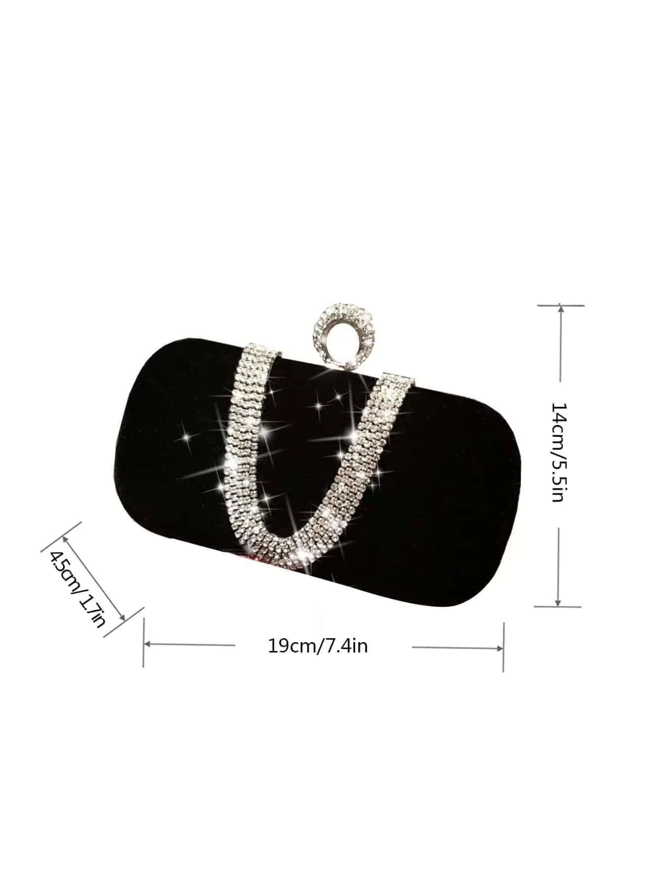 Women's Mini Glamorous Rhinestone Embellished Evening Clutch Bag With Ring Handle And Detachable Shoulder Strap