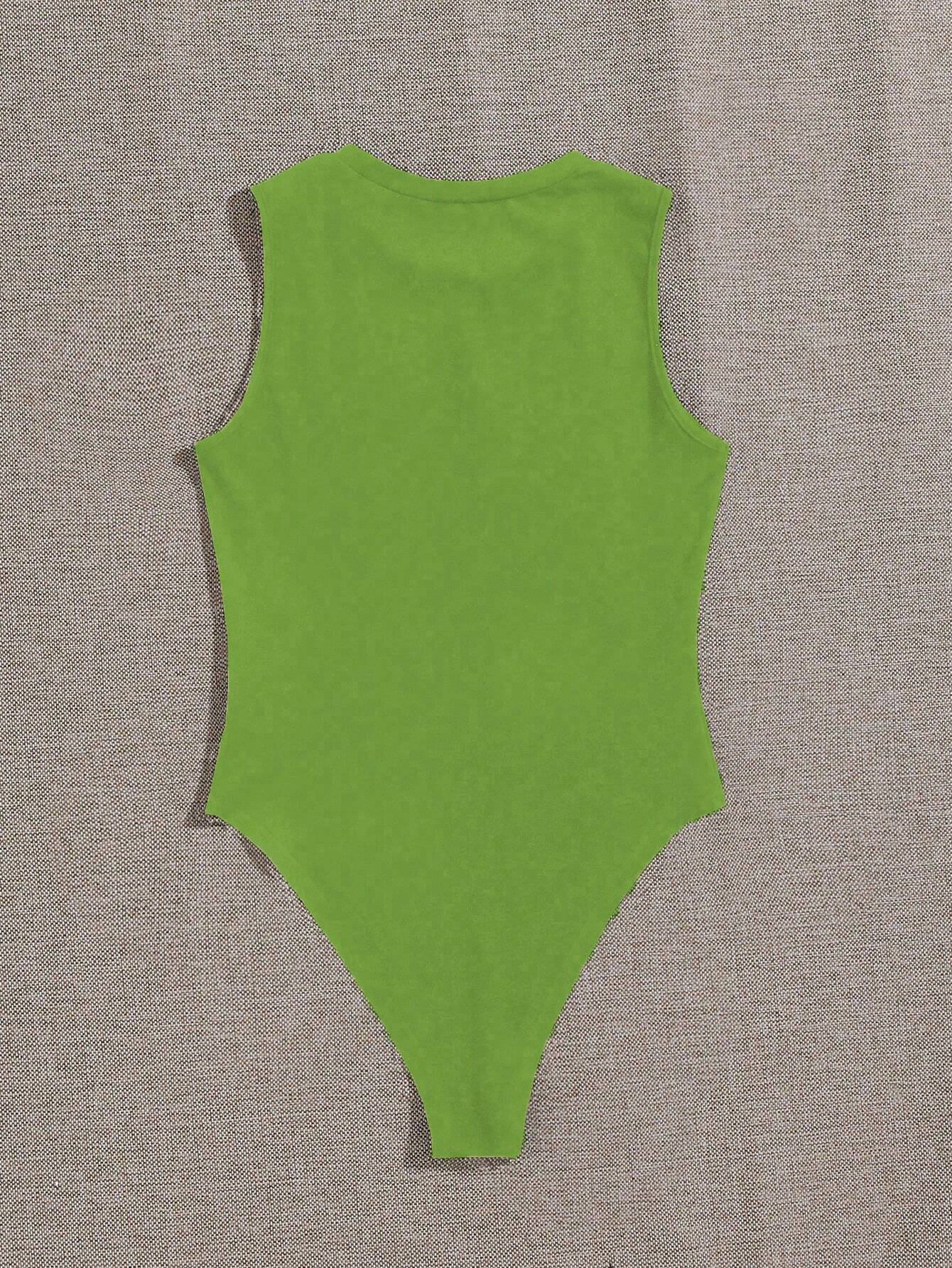 Women's Summer Letter Printed Round Neck Casual Sleeveless Bodysuit