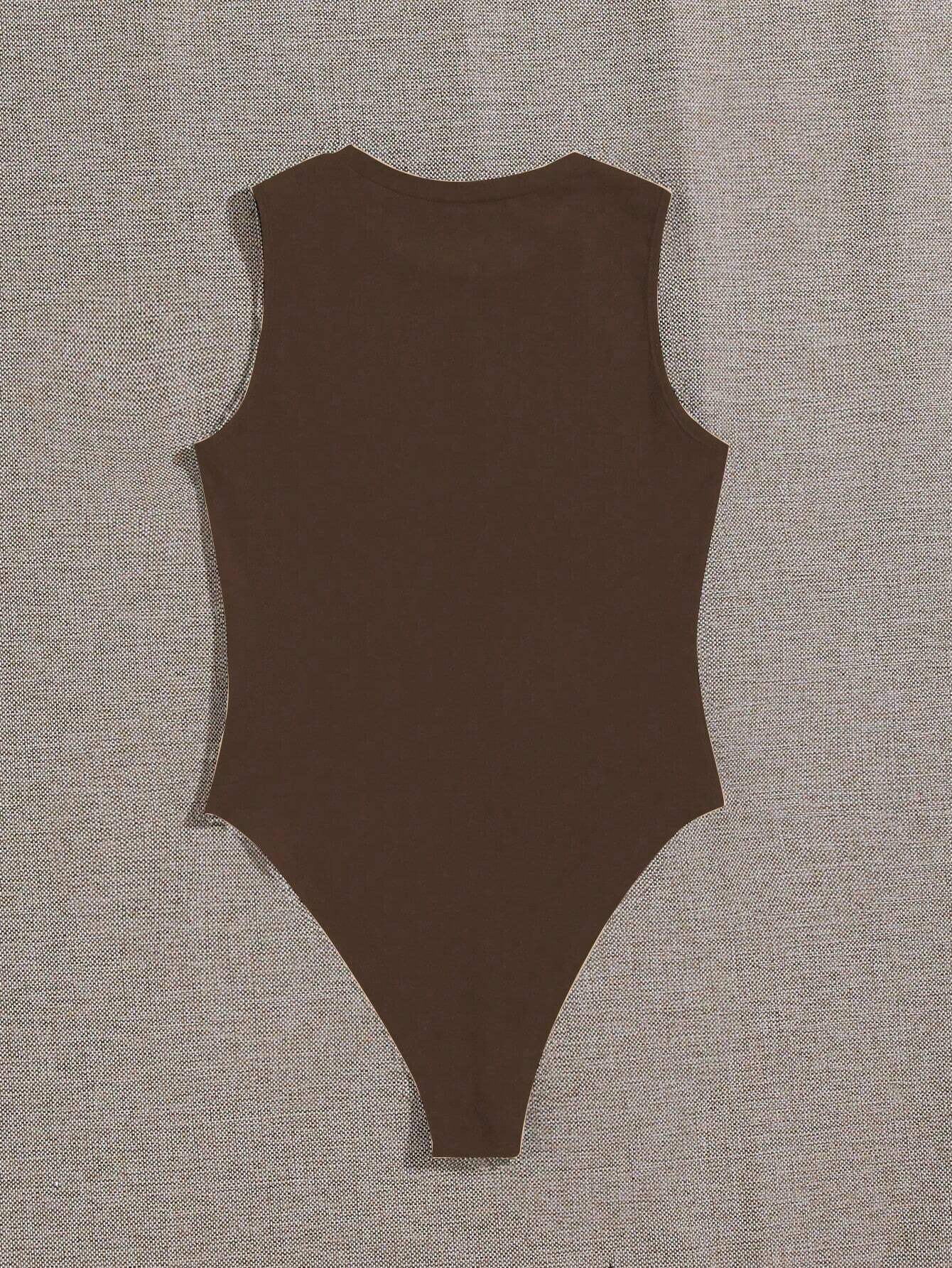 Women's Summer Letter Printed Round Neck Casual Sleeveless Bodysuit