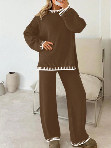 Women Colorblock Sweater Set