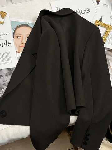 Notched Collar Long Sleeve Single-Button Casual Office Blazer