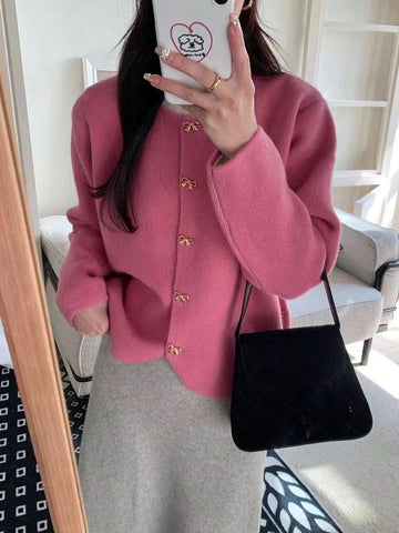 Women's Bow Decor Long Sleeve Loose Casual Top