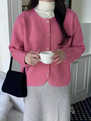 Women's Bow Decor Long Sleeve Loose Casual Top