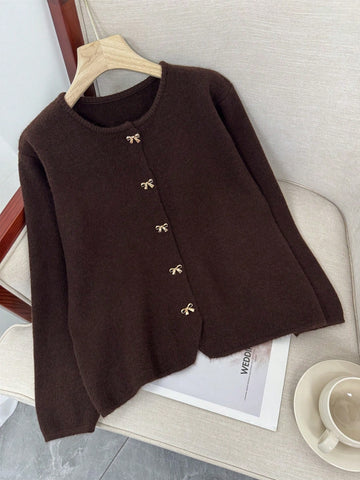 Women's Bow Decor Long Sleeve Loose Casual Top