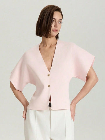 Women's Simple Solid Front Button Up Cardigan