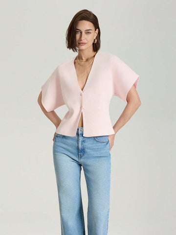 Women's Simple Solid Front Button Up Cardigan