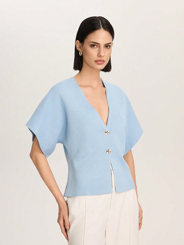 Women's Simple Solid Front Button Up Cardigan