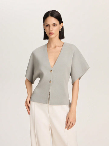 Women's Simple Solid Front Button Up Cardigan