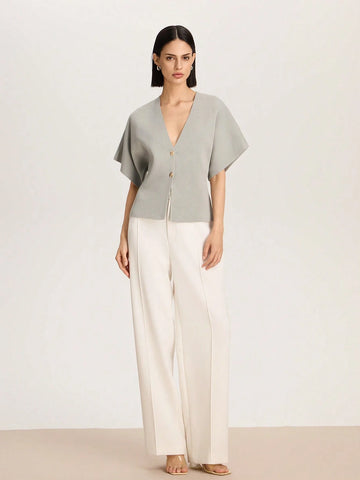 Women's Simple Solid Front Button Up Cardigan