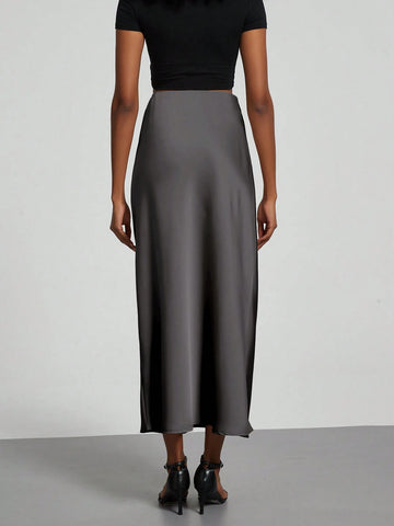 Women Silky Satin Feeling Maxi Skirt