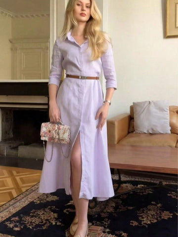 Women's Elegant Shirt Collar Long Sleeve Dress
