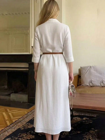 Women's Elegant Shirt Collar Long Sleeve Dress