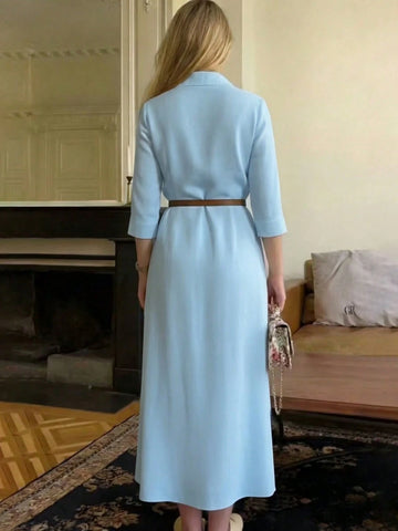 Women's Elegant Shirt Collar Long Sleeve Dress