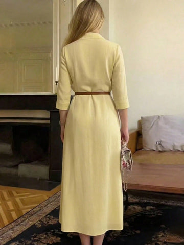 Women's Elegant Shirt Collar Long Sleeve Dress