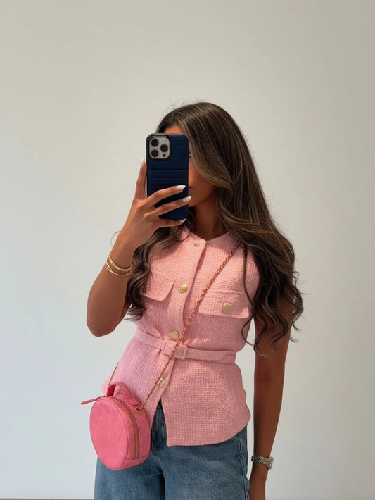 Elegant Sleeveless Single-Breasted Casual Fashion Pocket Decorated Vest
