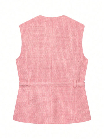 Elegant Sleeveless Single-Breasted Casual Fashion Pocket Decorated Vest