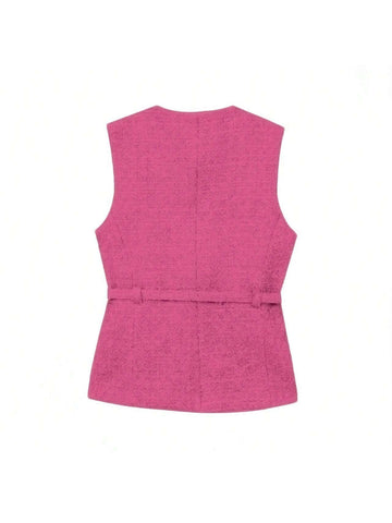 Elegant Sleeveless Single-Breasted Casual Fashion Pocket Decorated Vest