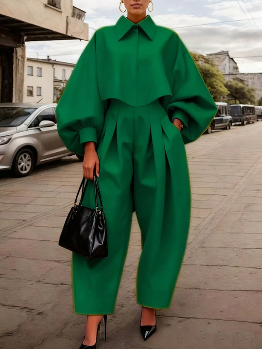 Minimalist Solid Color Short Shirt And Pants