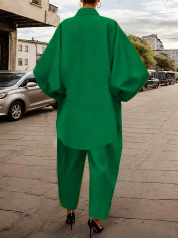 Minimalist Solid Color Short Shirt And Pants